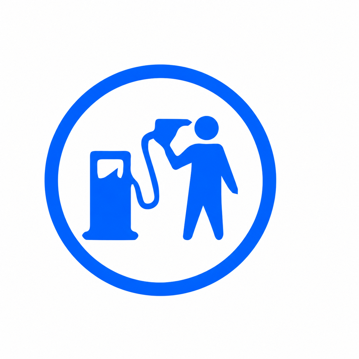 Tankande figur – rolig bildekal med bensinpump