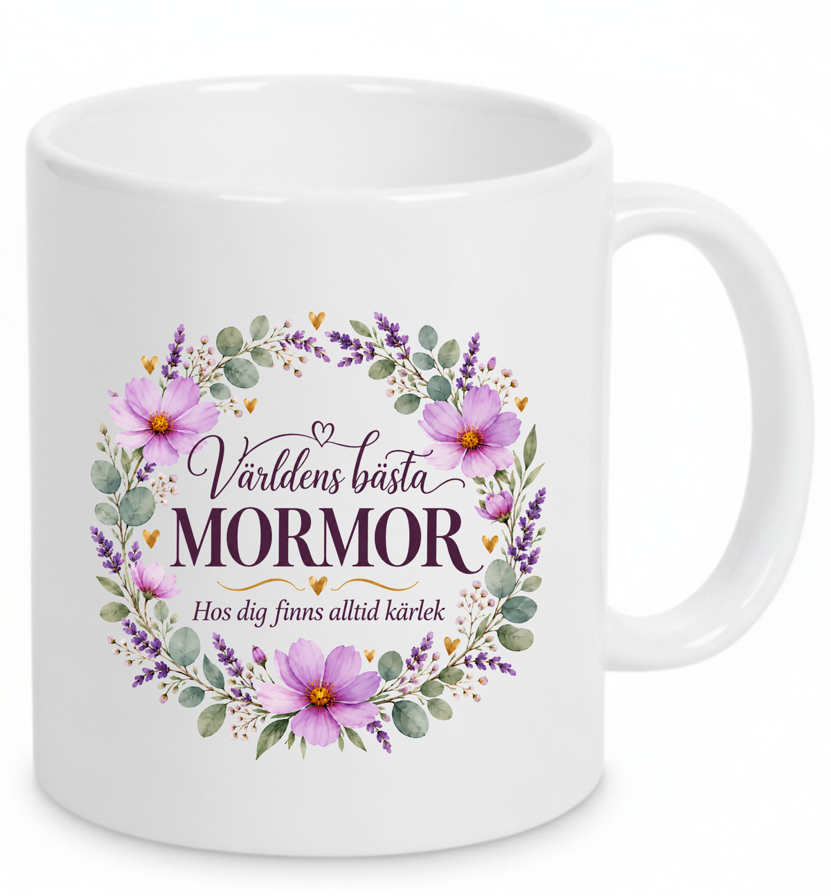 Mugg Världens bästa mormor – Lila blommor