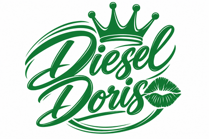 Diesel Doris – utskuren dekal med krona och pussmun