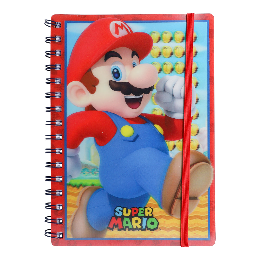 Färgglatt Super Mario anteckningsblock med linjerade sidor för barn till skolan