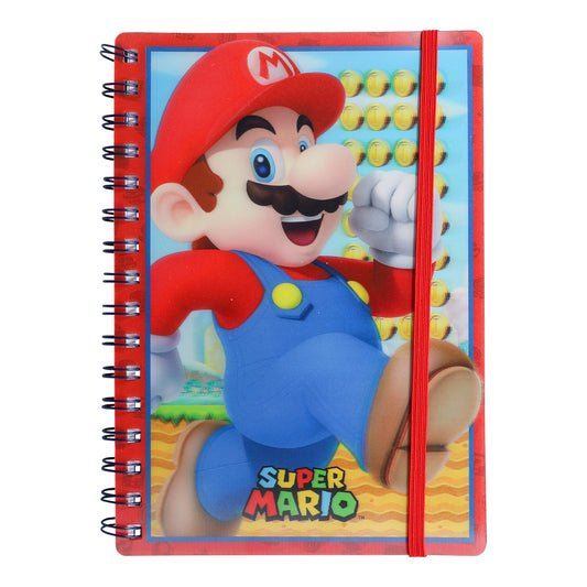 Färgglatt Super Mario anteckningsblock med linjerade sidor för barn till skolan