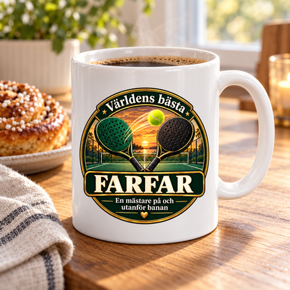Mugg Världens bästa farfar – Padelmotiv 325ml