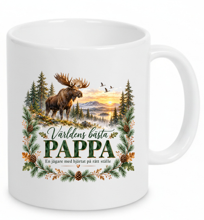 Mugg Världens bästa pappa – Jaktmotiv med älg
