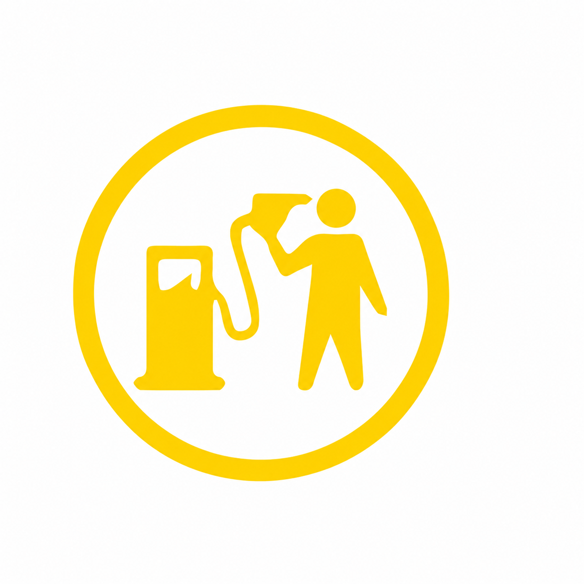 Tankande figur – rolig bildekal med bensinpump