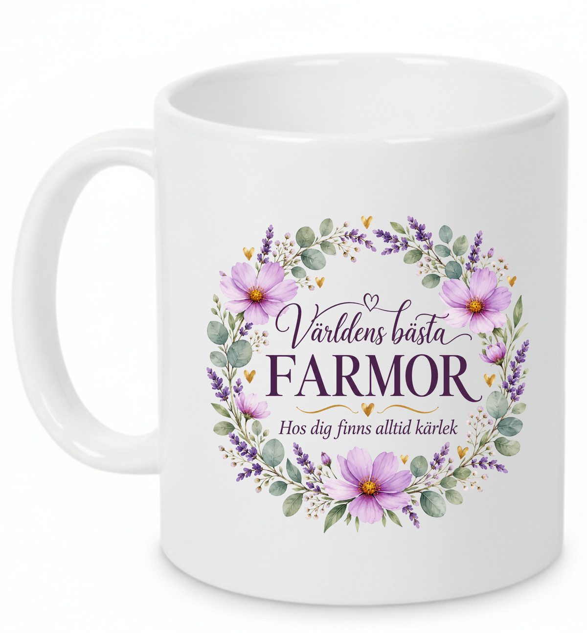 Mugg Världens bästa farmor – Lila blommor