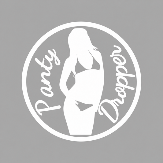 Panty Dropper med rund ram – utskuren dekal