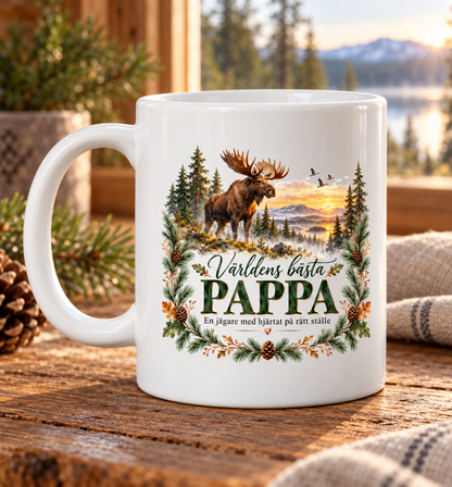 Mugg Världens bästa pappa – Jaktmotiv med älg