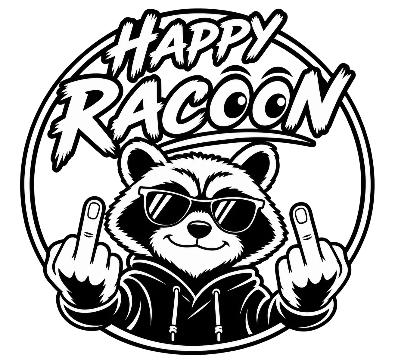 Happy Racoon dekal med kaxig tvättbjörn i solglasögon