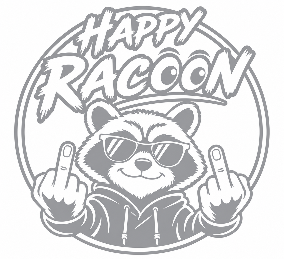 Happy Racoon – utskuren dekal med attityd