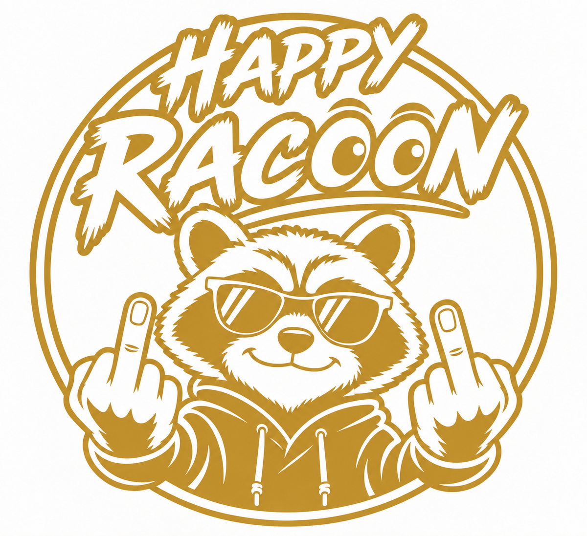 Happy Racoon – utskuren dekal med attityd