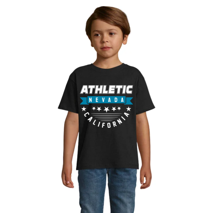 Nevada Athletic T-shirt barn – blått och vitt collegetryck