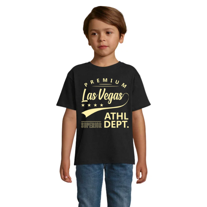 Las Vegas T-shirt barn – ljusgult retromotiv