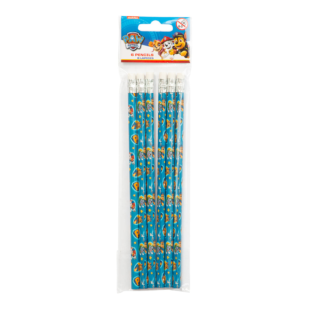 Paw Patrol blyertspennor i 6-pack med motiv av Chase och Marshall till skolan.