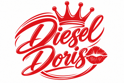 Diesel Doris – utskuren dekal med krona och pussmun