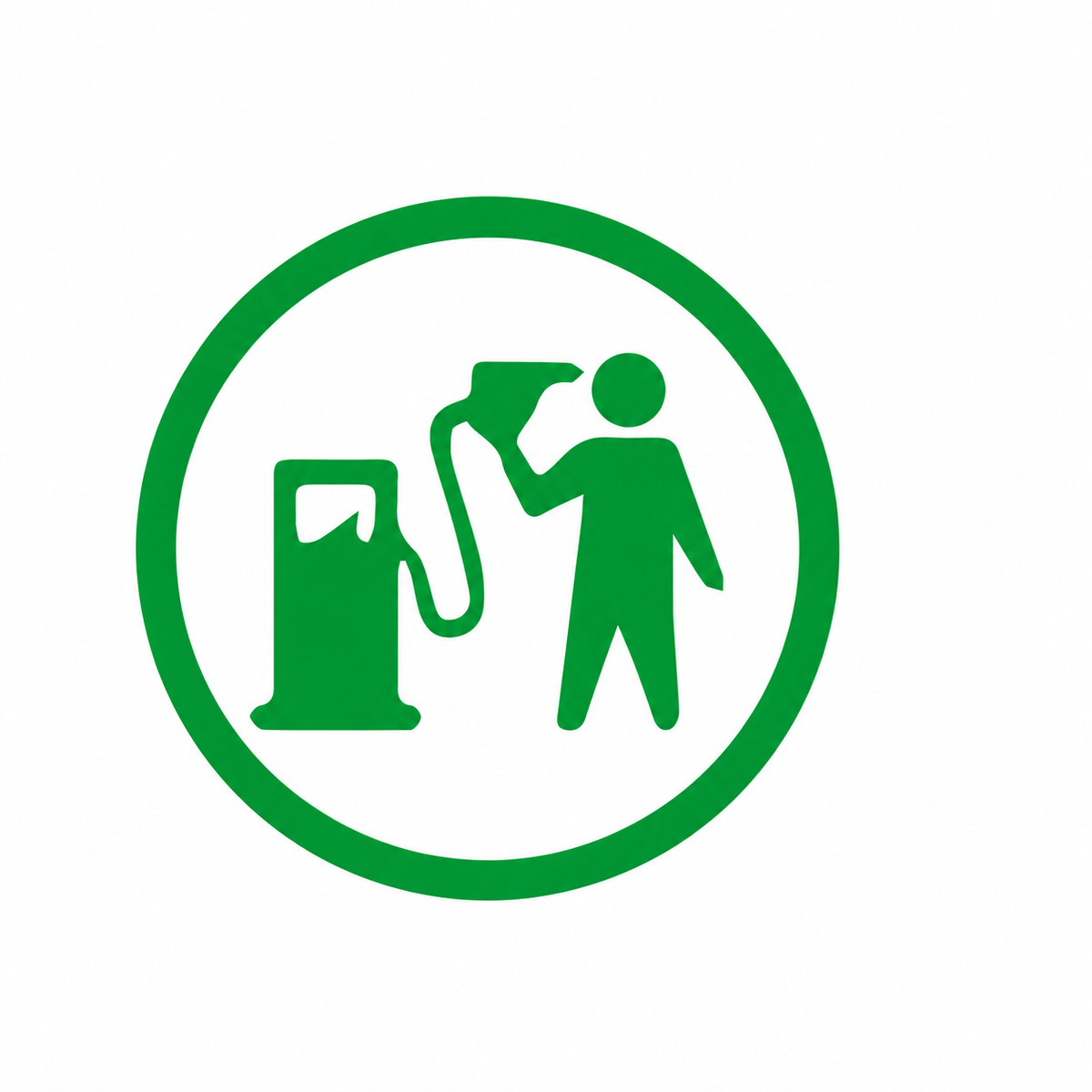Tankande figur – rolig bildekal med bensinpump