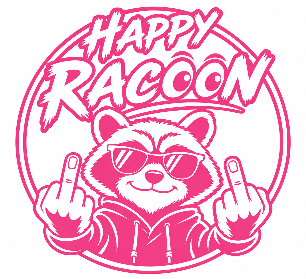 Happy Racoon – utskuren dekal med attityd