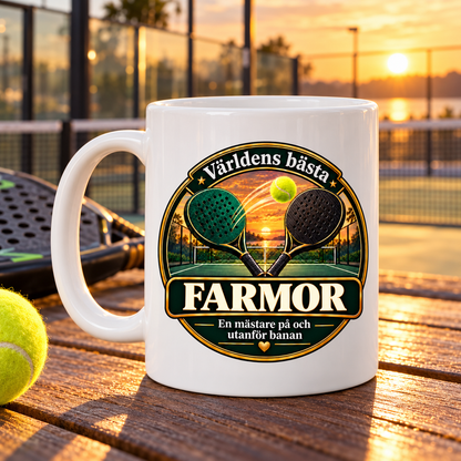 Mugg Världens bästa farmor – Padelmotiv 325ml