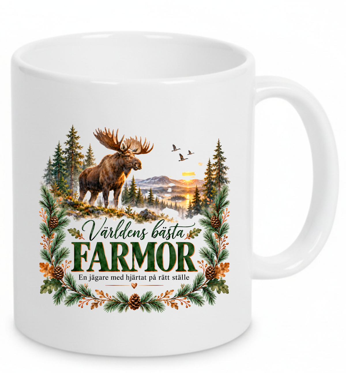 Mugg Världens bästa farmor – Jaktmotiv med älg 325ml