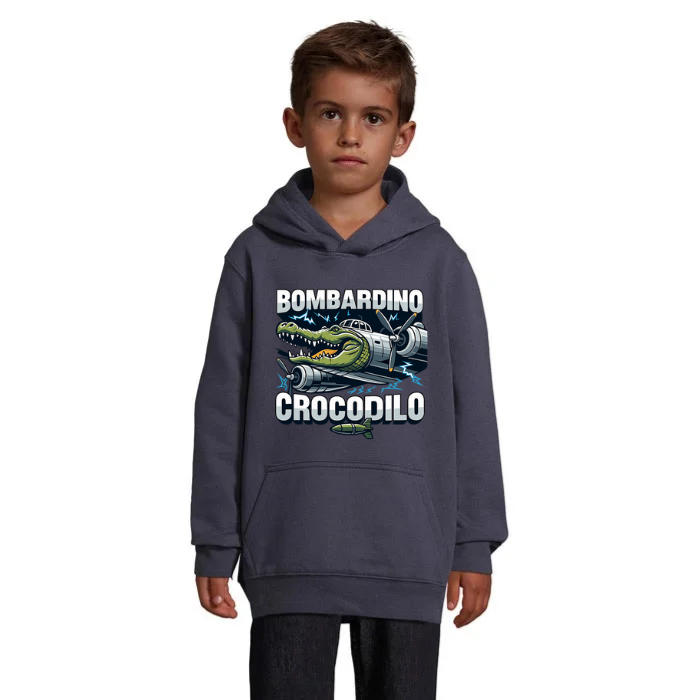 Bombardino Crocodilo barnhoodie – välj bland 6 färger