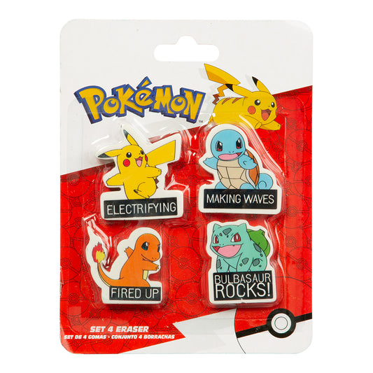 Pokémon figursuddgummin i 4-pack med Pikachu, Charmander, Bulbasaur och Squirtle