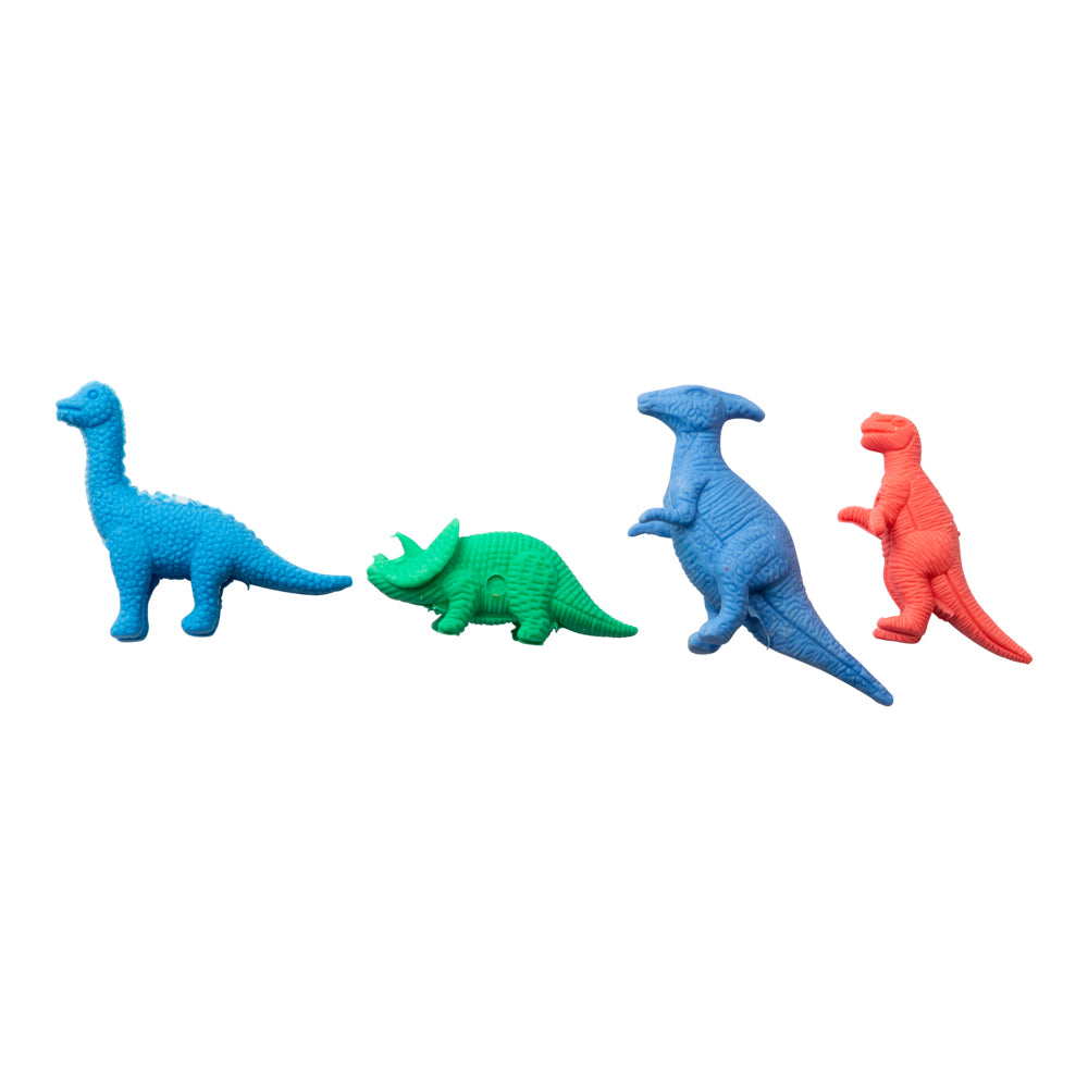 Roliga figursuddgummin i 4-pack formade som färgglada dinosaurier till barn