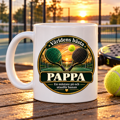 Mugg Världens bästa pappa – Padelmotiv 325ml