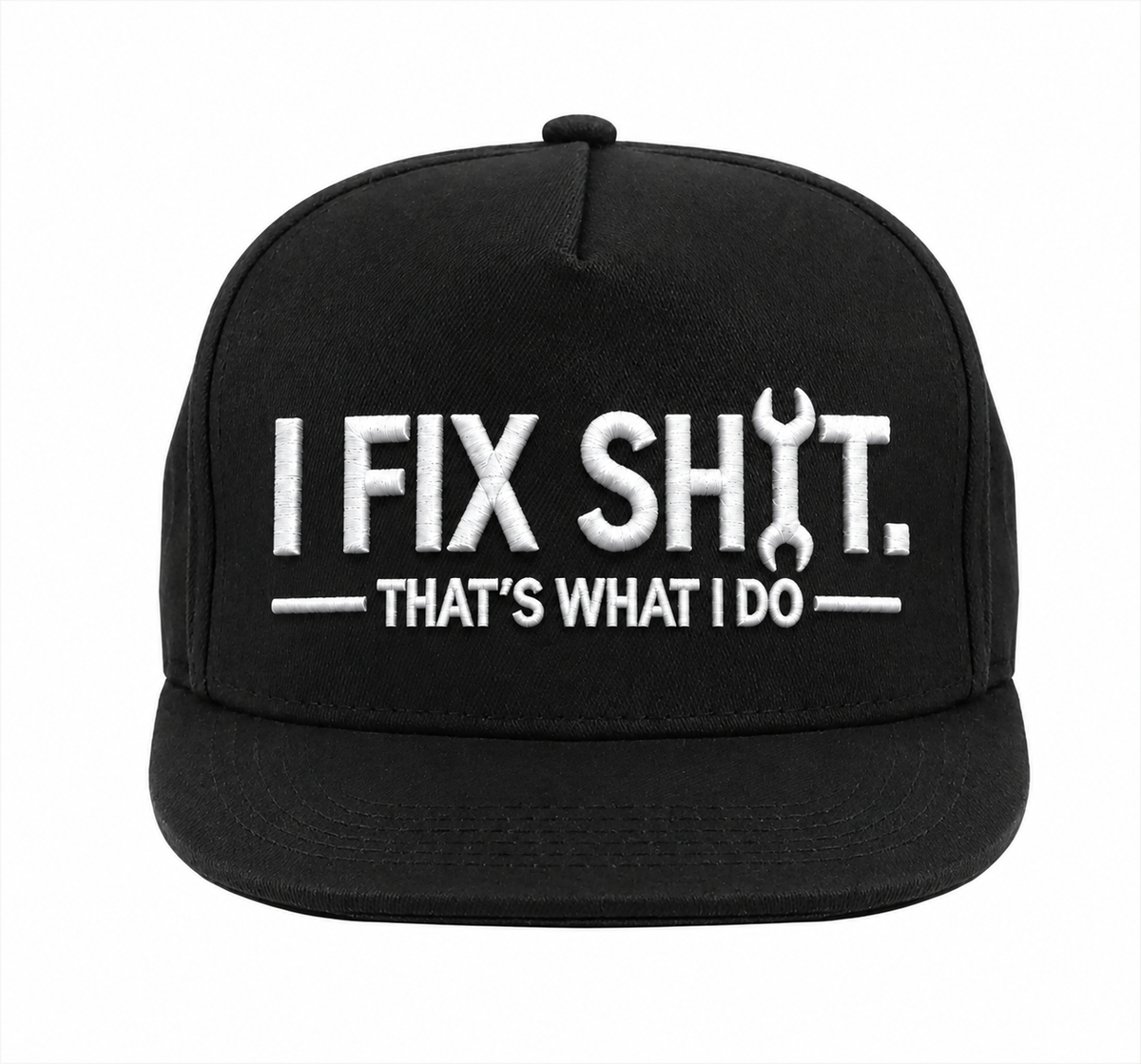 I Fix Shit-keps – svart snapback med brodyr