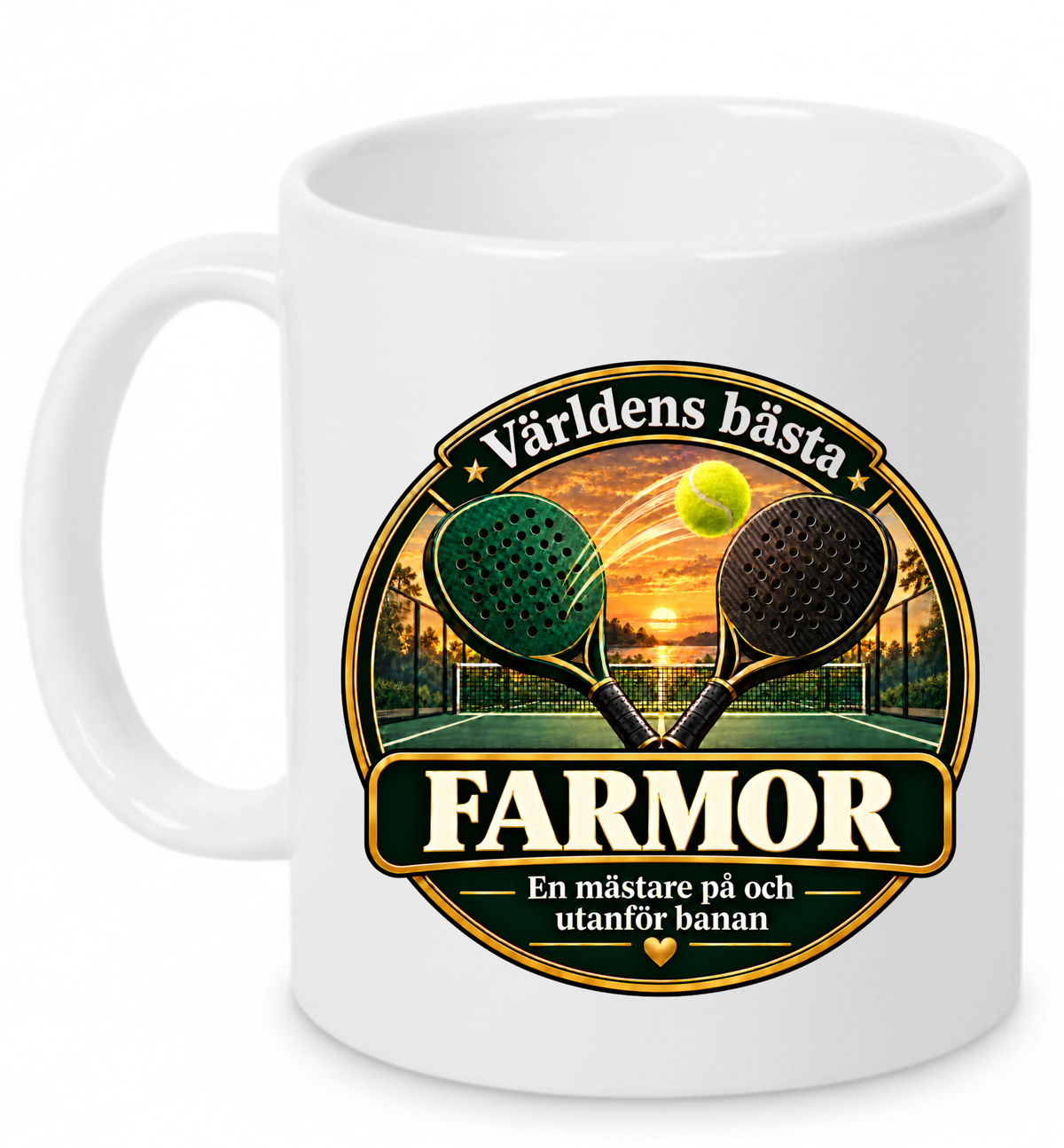Mugg Världens bästa farmor – Padelmotiv 325ml