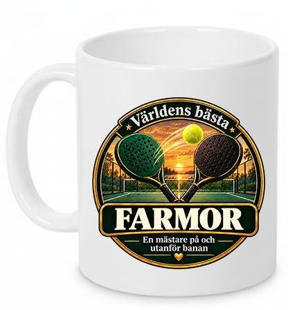 Mugg Världens bästa farmor – Padelmotiv 325ml