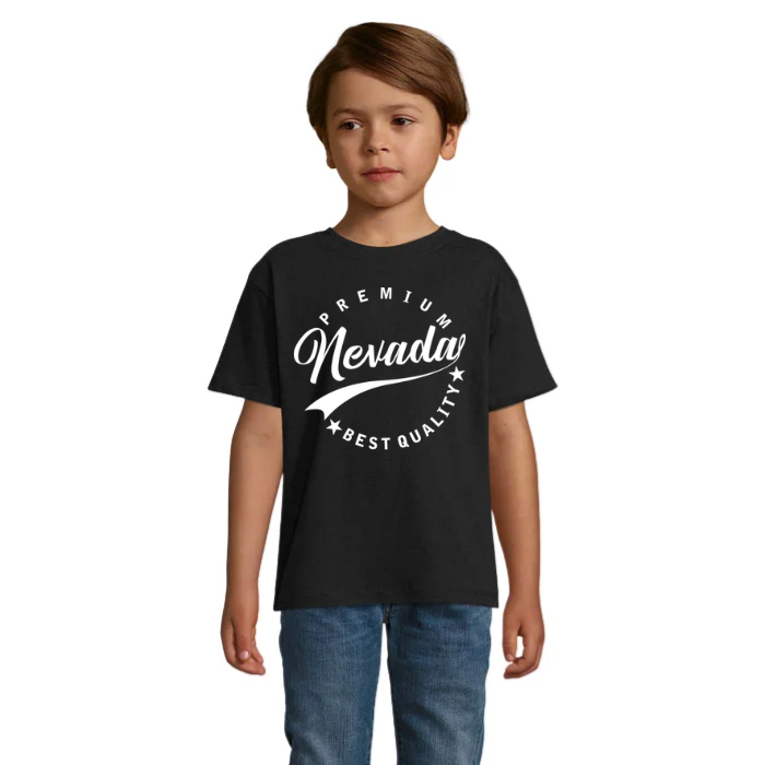 Nevada T-shirt barn – vitt texttryck i retrostil