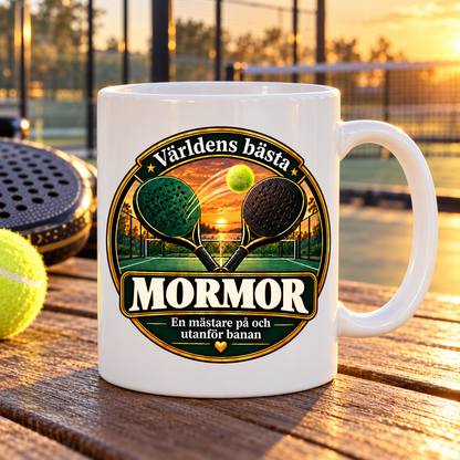 Mugg Världens bästa mormor – Padelmotiv 325ml