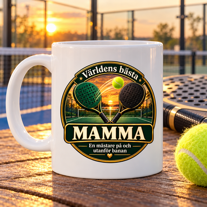 Mugg Världens bästa mamma – Padelmotiv 325ml