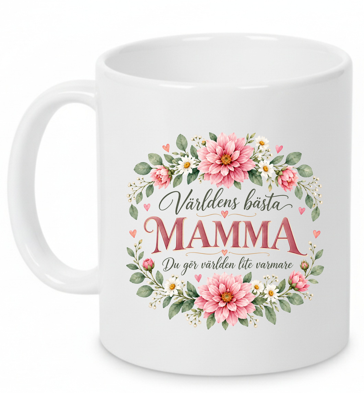 Mugg Världens bästa mamma – Rosa blommor
