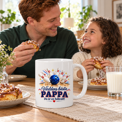 Mugg Världens bästa pappa – Bowling, du är en fullträff!