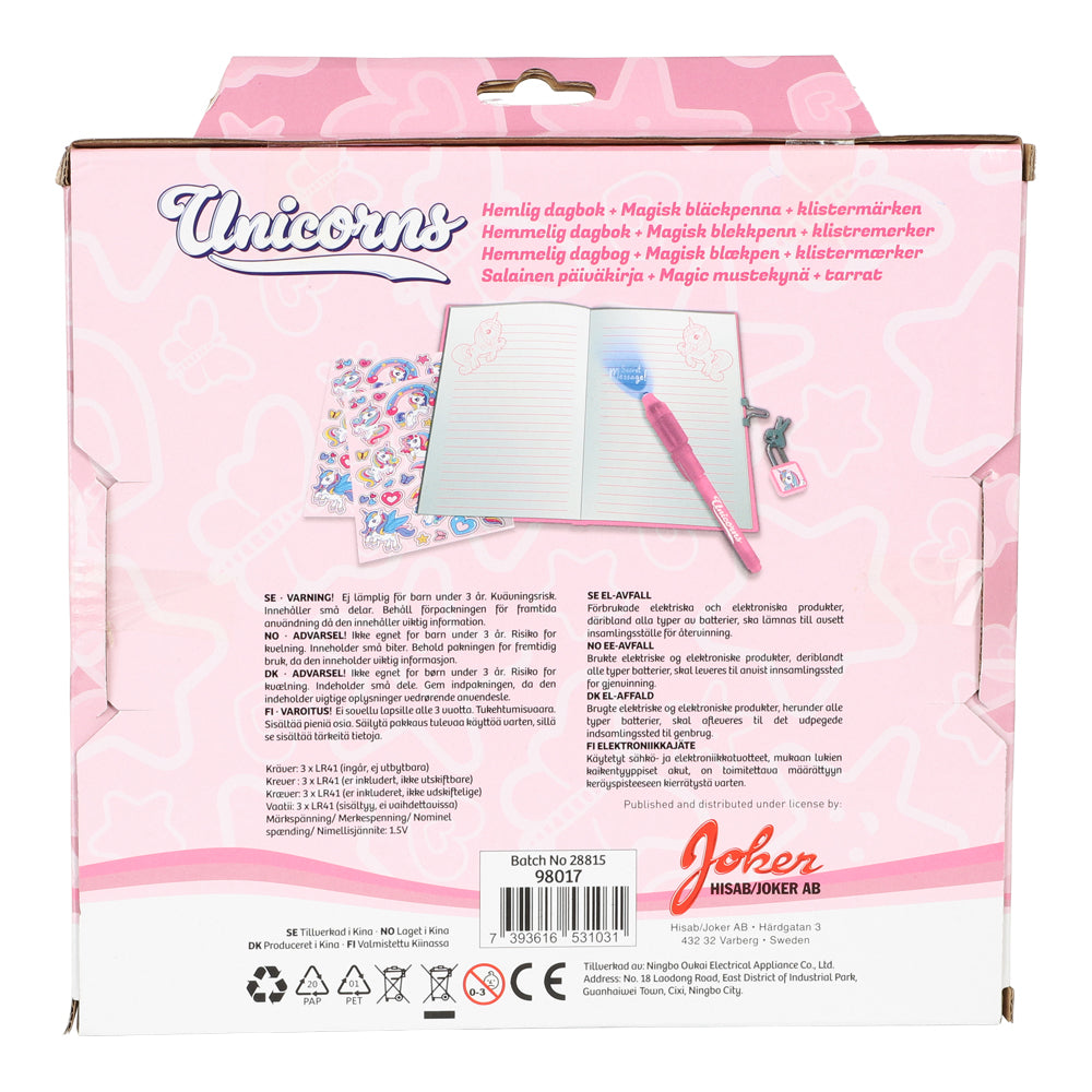 Dagbok med lås - Unicorn