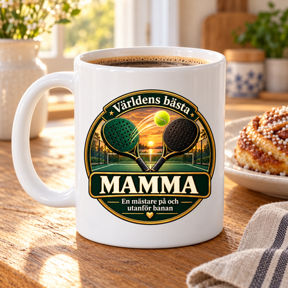 Mugg Världens bästa mamma – Padelmotiv 325ml