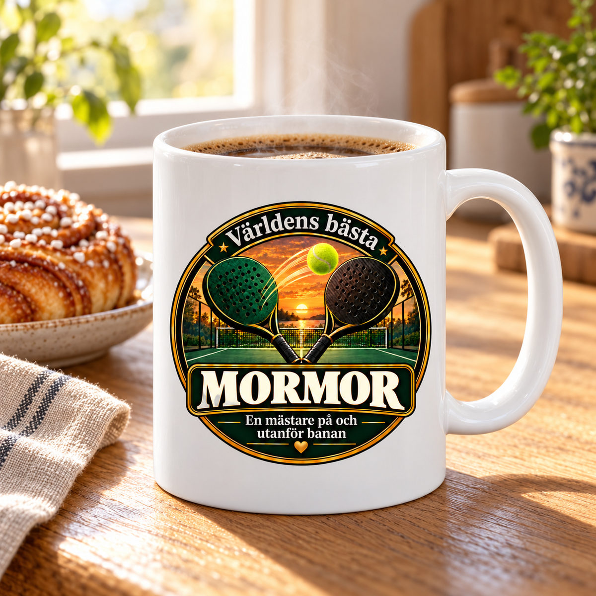 Mugg Världens bästa mormor – Padelmotiv 325ml