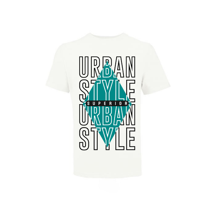 Urban Style T-shirt – grafiskt tryck med turkos romb