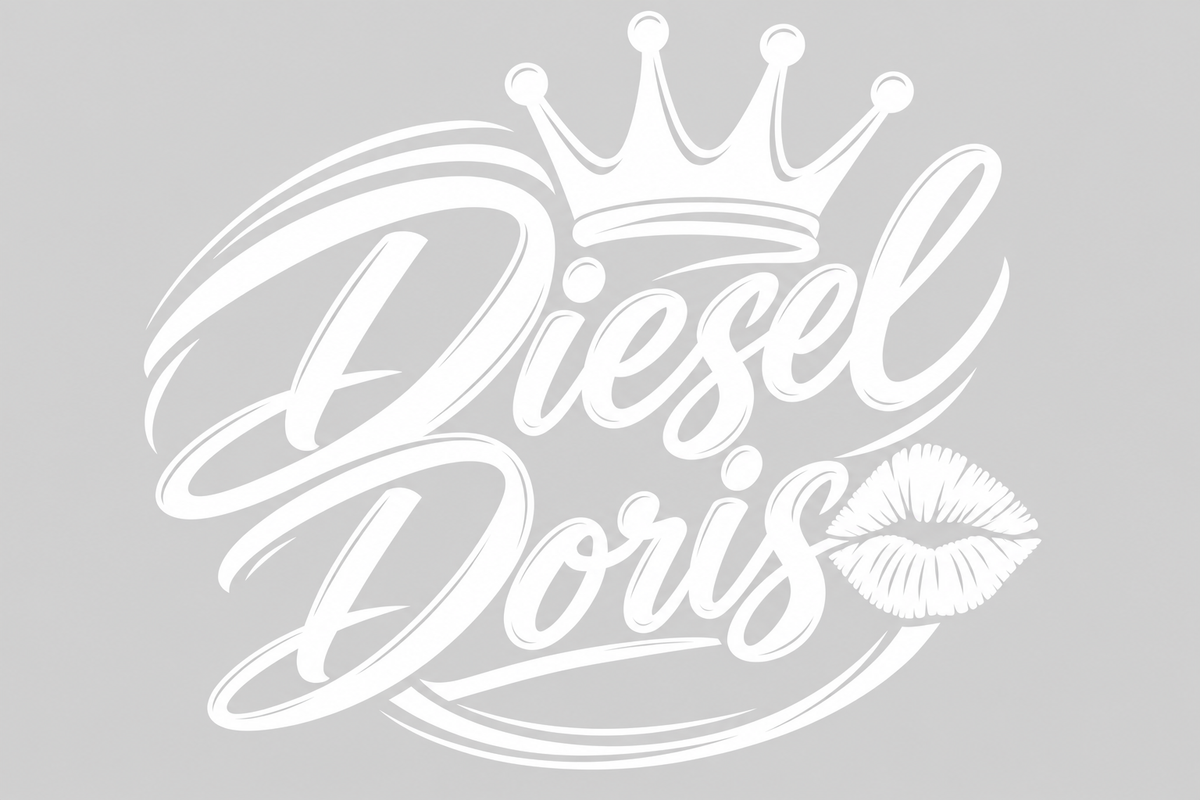 Diesel Doris – utskuren dekal med krona och pussmun
