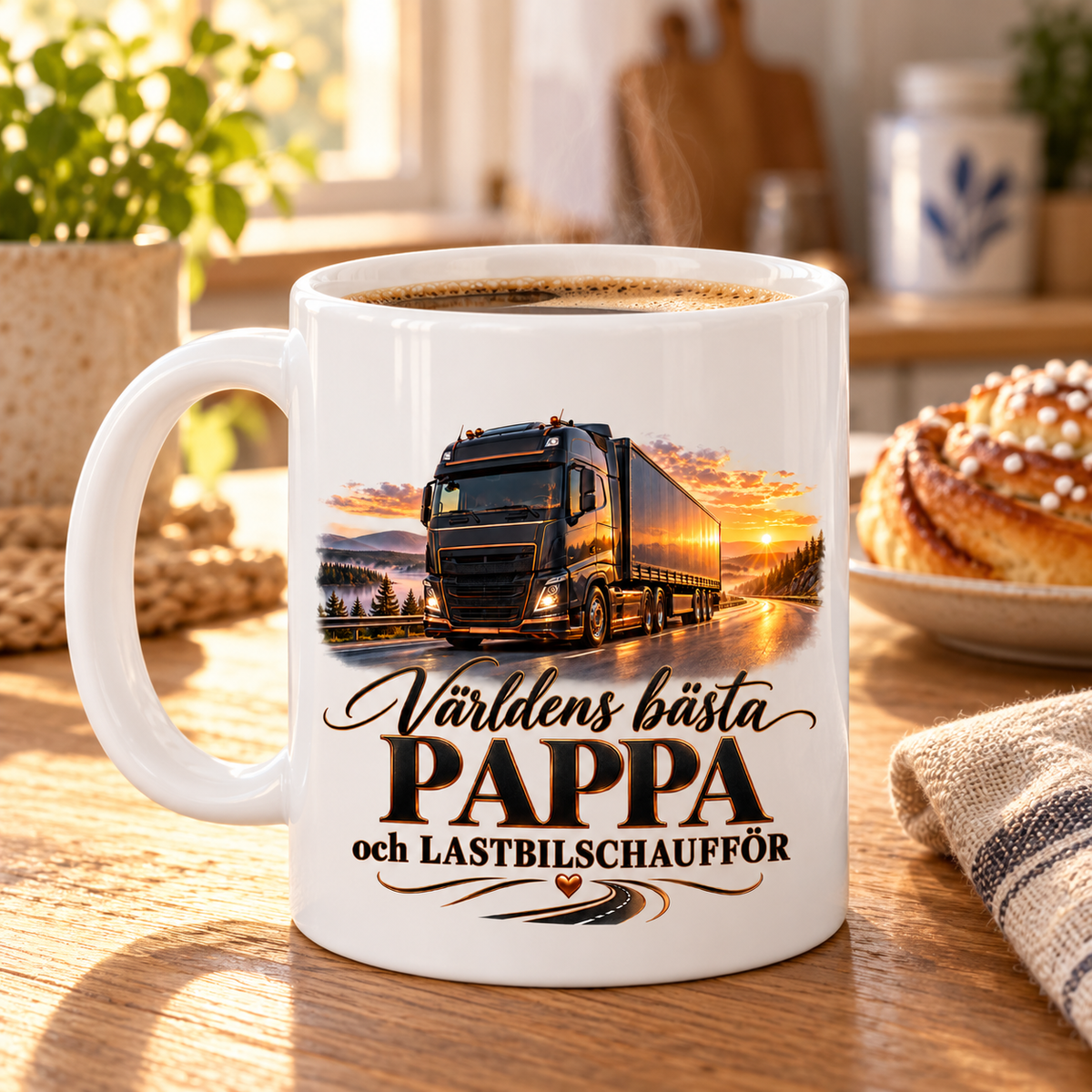 Mugg Världens bästa pappa och lastbilschaufför 325ml