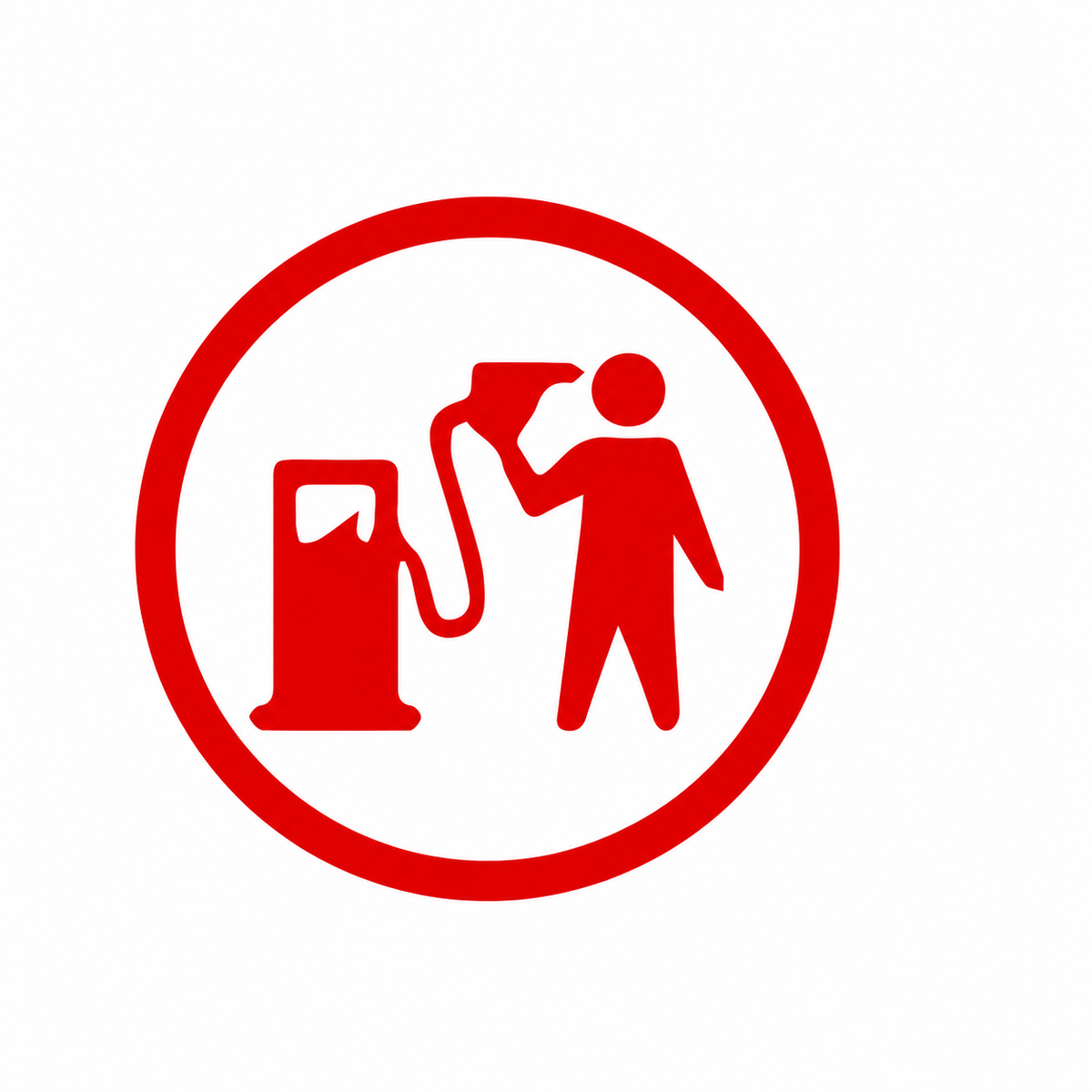 Tankande figur – rolig bildekal med bensinpump