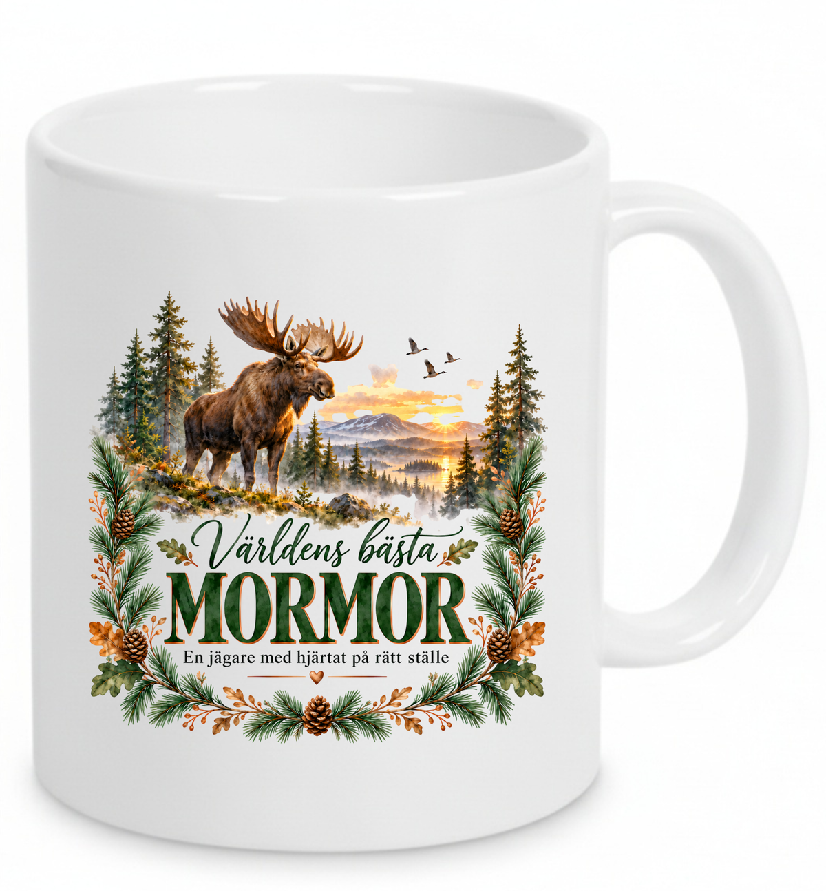 Mugg Världens bästa mormor – Jaktmotiv med älg 325ml