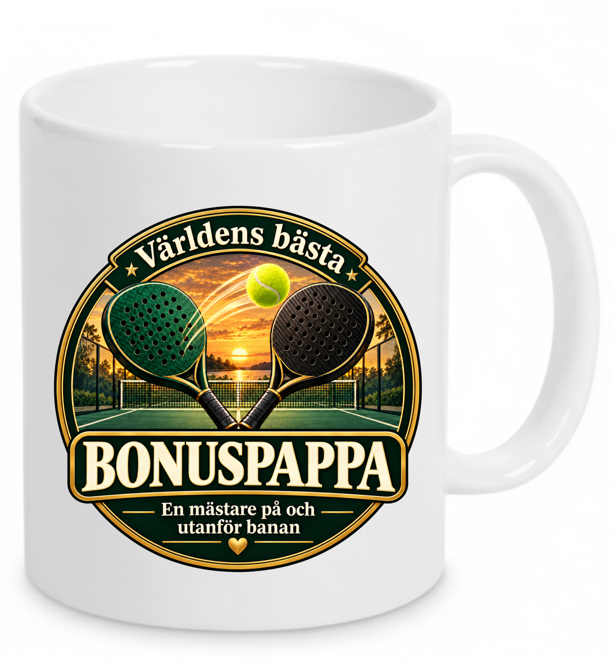 Mugg Världens bästa bonuspappa – Padelmotiv 325ml