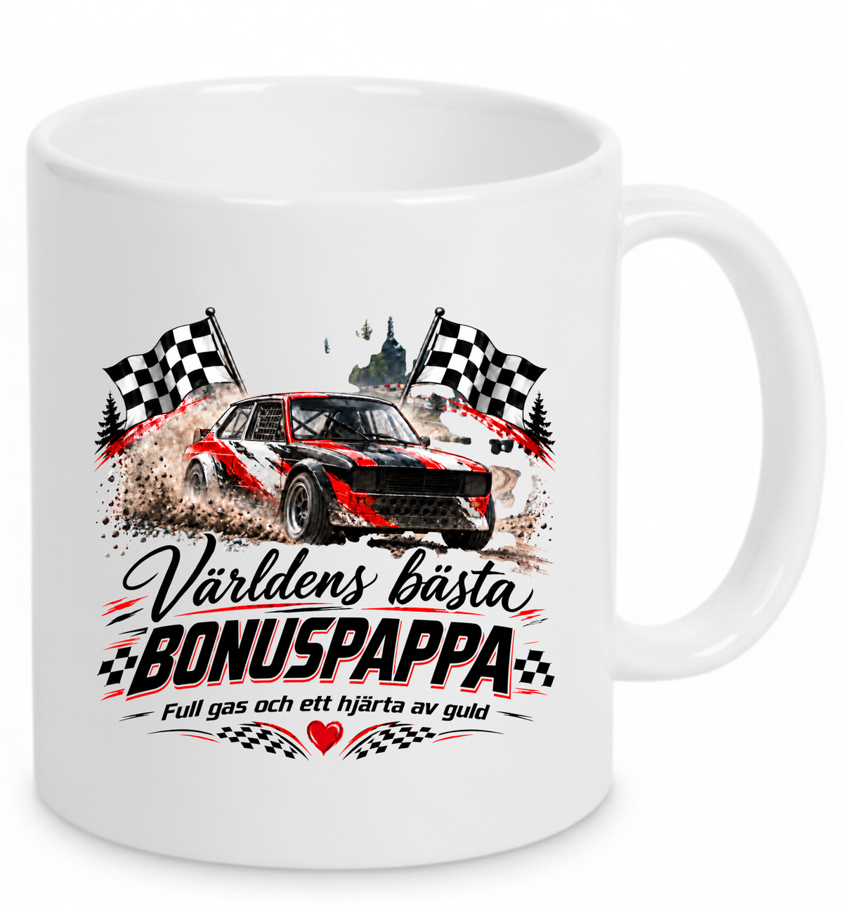 Mugg Världens bästa bonuspappa – Full gas och ett hjärta av guld 325ml