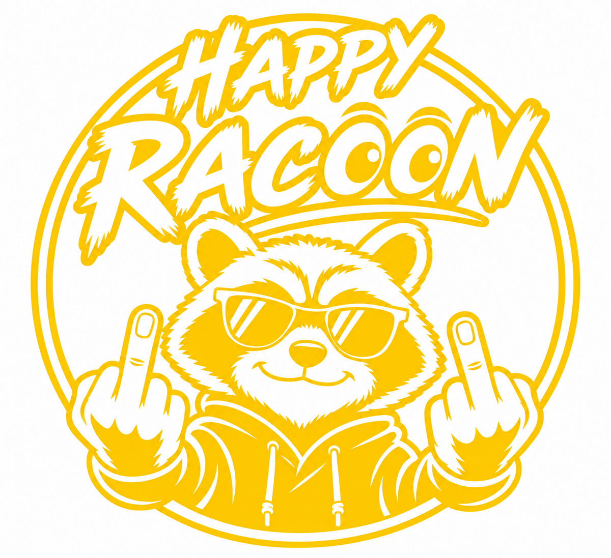Happy Racoon – utskuren dekal med attityd