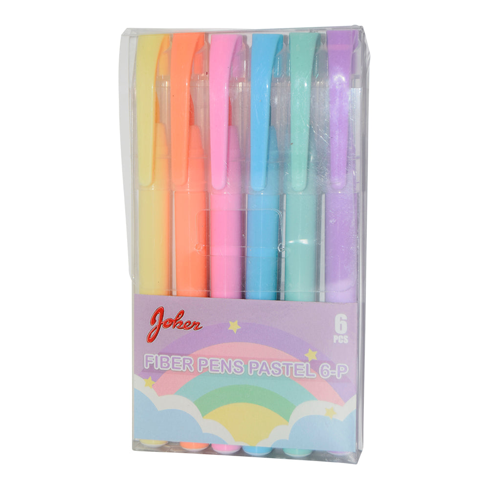 Pastellfärgade fiberspetspennor i ett praktiskt 6-pack med tuschpennor för barn