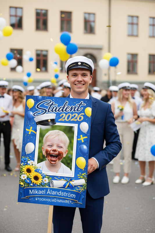 Studentskylt Mikael - Kort 80cm pinne