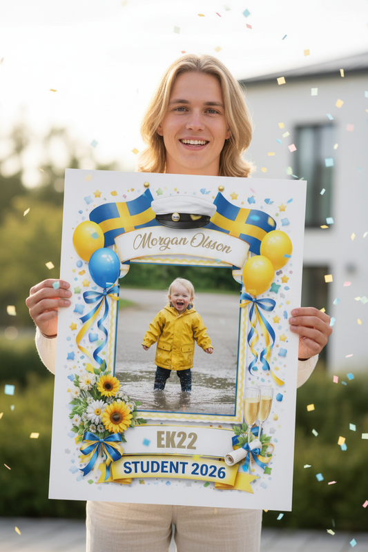 Studentskylt Morgan Olsson - Med barnbild