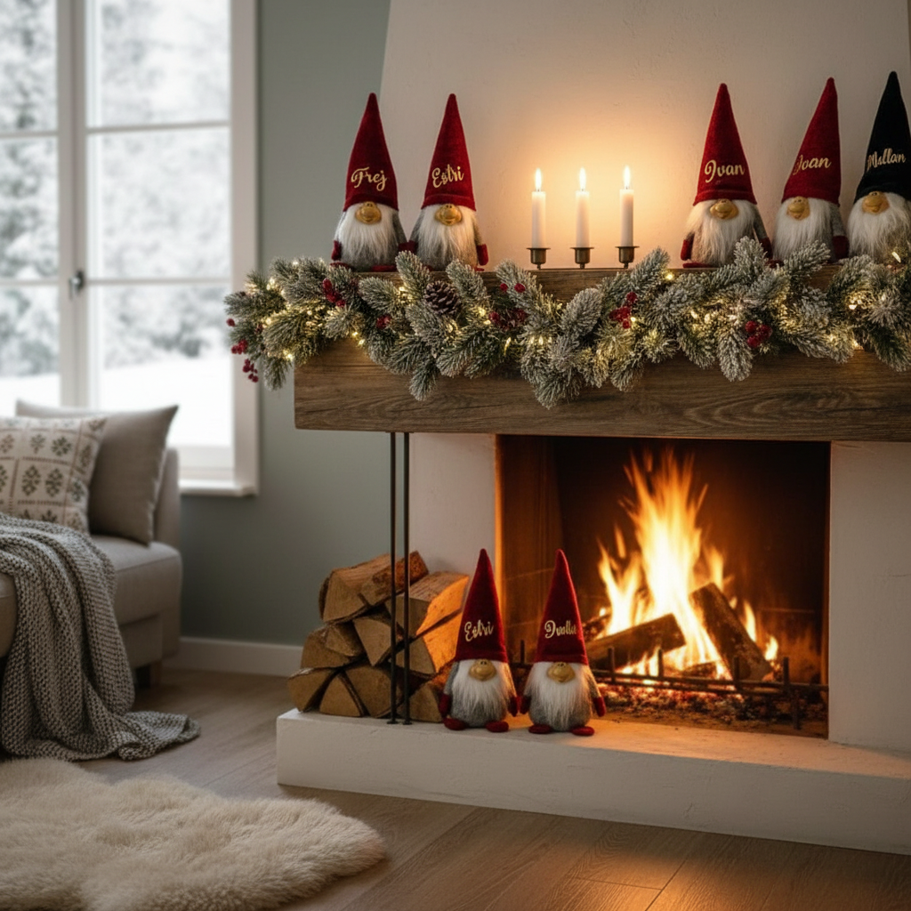 Tomtar med namn i juligt hem